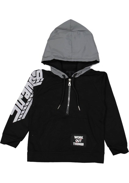 Erkek 5/8 Yaş Work Arma Fermuarlı Reflektör Kapşonlu Sweat