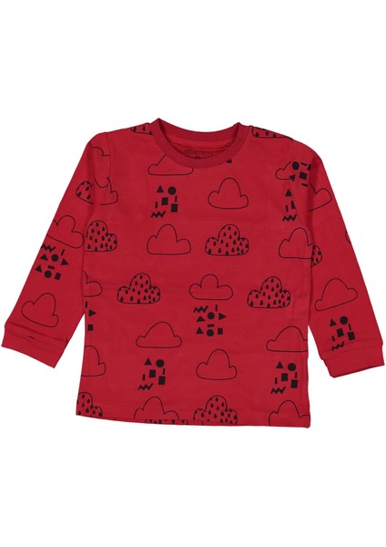 Erkek 2/5 Yaş Bulut Baskılı Sıfır Yaka Sweat