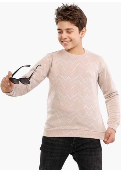 Erkek 13/16 Yaş Jakar Kumaş Çizgili Sweat