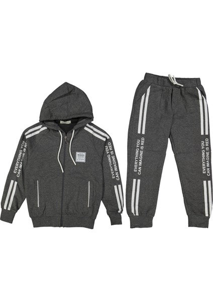 Erkek 10/13 Yaş Kapşonlu Fermuarlı Eşofman Takım