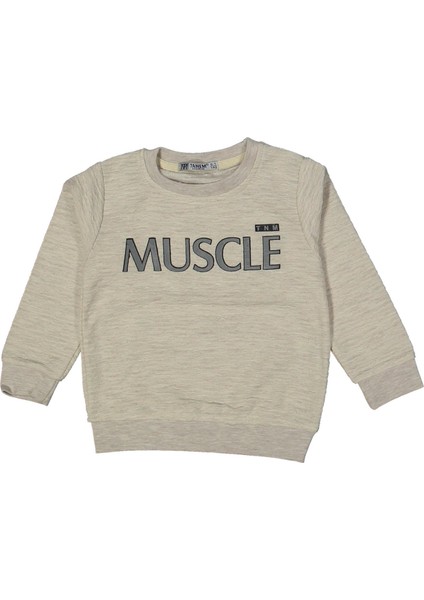 Erkek 1/4 Yaş Muscle Nakışlı Jakarlı Sweat