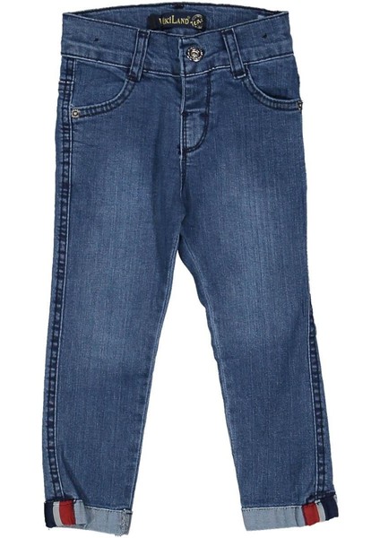 Erkek 1/4 Yaş Paçası Şeritli Kot Pantolon