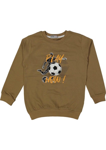 Erkek 5/8 Yaş Top Baskılı Sıfır Yaka Sweat