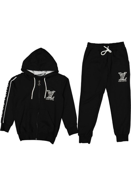 Erkek 6/9 Yaş Kapşonlu Fermuarlı Eşofman Takım