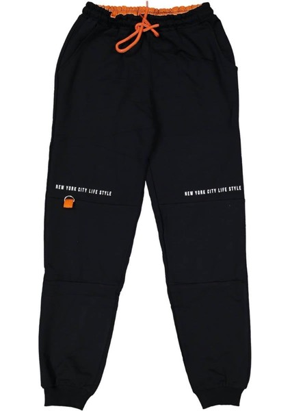 Erkek 13/16 Yaş Kemer Garnili Dizler Baskılı Halkalı 2 Ip Eşofman Altı