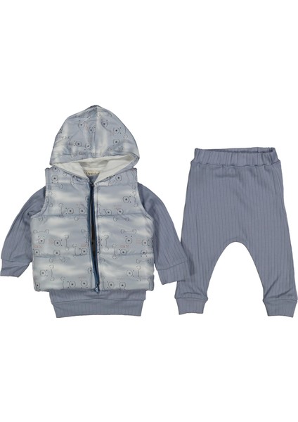 Unısex 9/18 Ay Ayılı Şişme Yelekli 3 Lü Takım