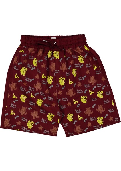 Erkek 9/12 Yaş Kaplumbağa Baskılı Deniz Şortu
