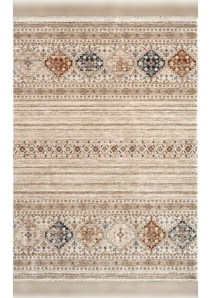 Armonika YT04B Sıcak Renk Geçişli Etnik Desenli Yumuşak Dokulu Makine Halısı