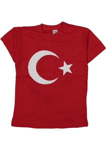 Unisex 4/8 Yaş Ay Yıldız Baskılı Tişört