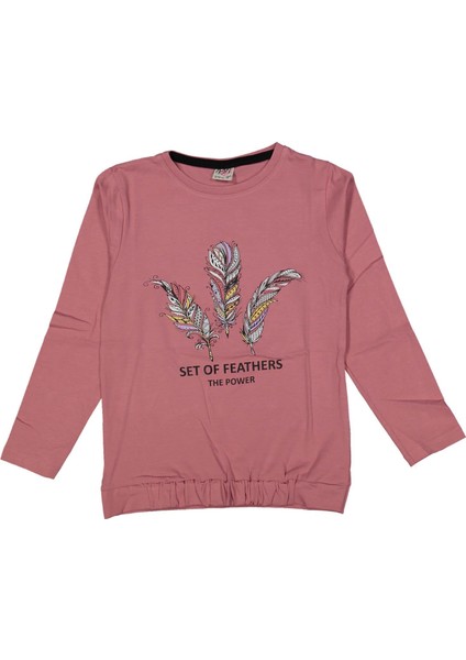 Kız 13/16 Yaş Set Off Tüy Baskılı Sıfır Yaka Swe