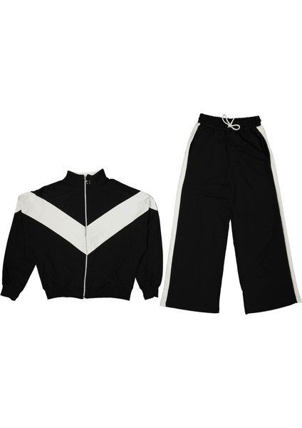 Kız 8/16 Yaş Garnilli Fermuarlı Uzun Kol Eşofman Takım