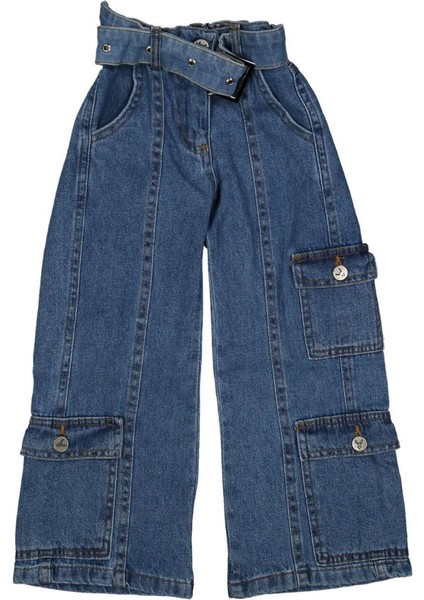 Kız 4/9 Yaş Kemerli Kargo Pantolon