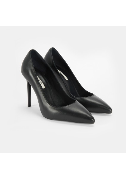 Louran Siyah Kadın Deri Stiletto