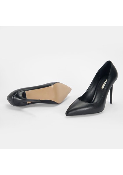Louran Siyah Kadın Deri Stiletto