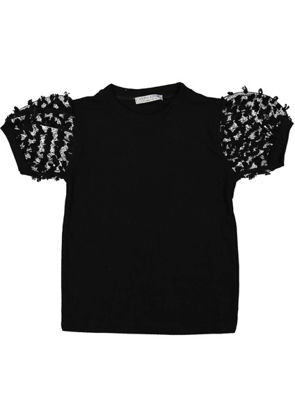 Kız 5/8 Yaş Kolu Tüllü Kısa Kol Badi