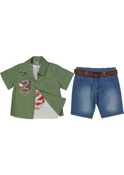 Erkek 1/4 Yaş 2 Baskılı Gömlekli Takım