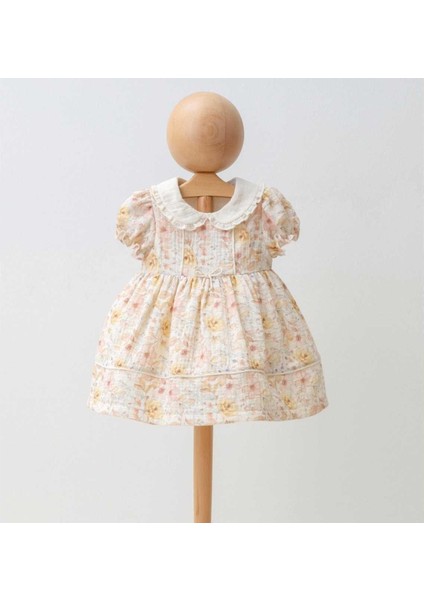 Kız 6/24 Ay Çiçek Baskılı Müslin Elbise