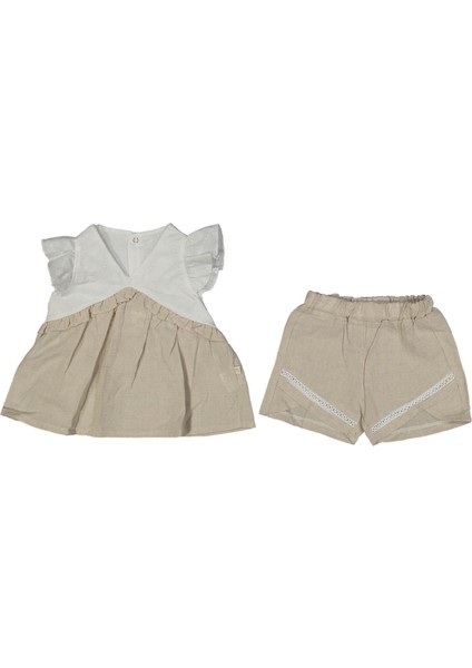 Kız 6/24 Ay Fırfırlı Keten Şortlu Tkm