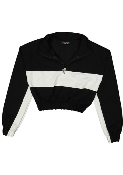 Kız 8/16 Yaş Lastikli Yarım Fermuarlı Sweat