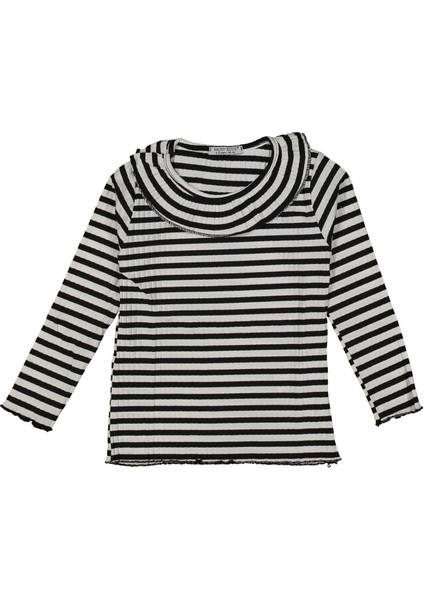 Kız 9/12 Yaş Yaka Fırfırlı Çizgili Badi