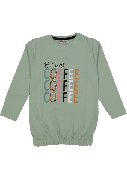 Kız 5/8 Yaş Coffe Yazılı Sıfır Yaka Sweat