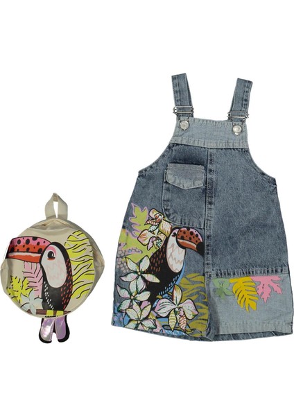 Kız 3/6 Yaş Kuş Baskılı Şortlu Kot Slopet