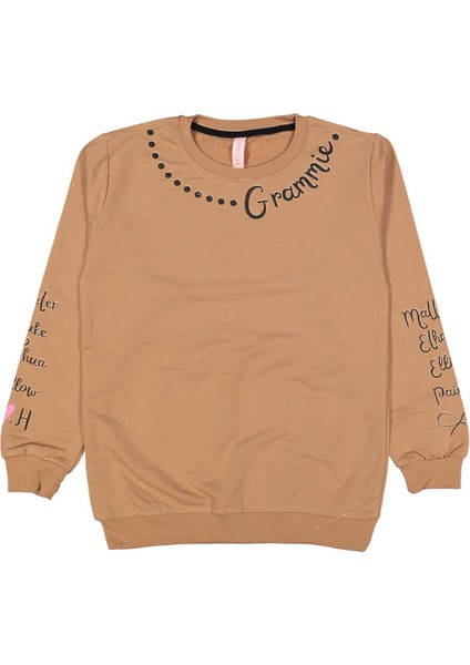Kız 9/12 Yaş Ön ve Kol Grammıe Yazı Baskılı Sweat