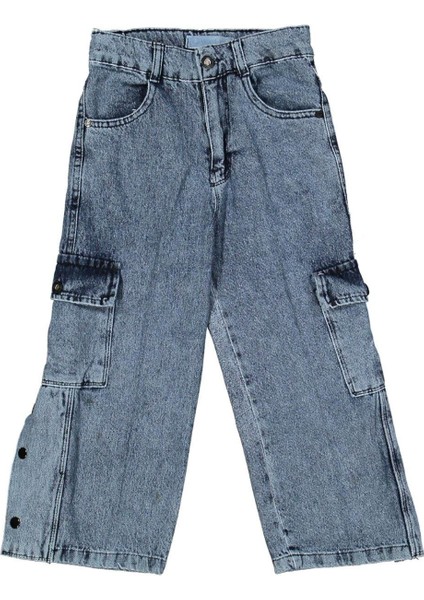 Kız 6/10 Yaş Çıtçıtlı Mavi Kot Pantolon