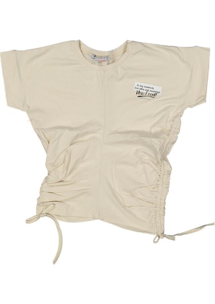 Kız 5/8 Yaş Yanları Lastikli Büzgülü Tişört