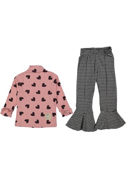 Kız 4/11 Yaş Kalp Baskılı Takım