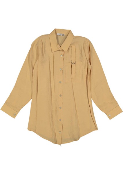 Kız 10/13 Yaş Tokalı Cepli Modal Gömlek