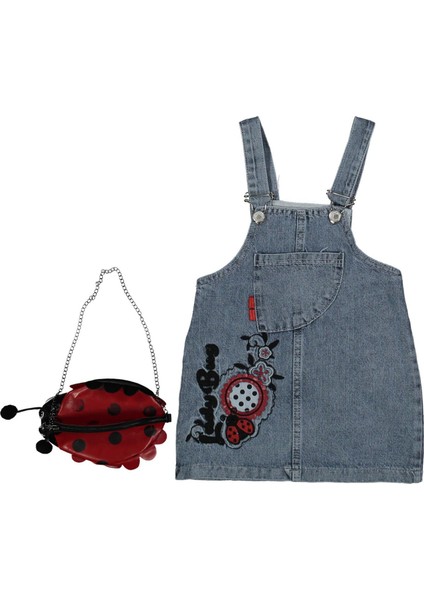 Kız 2/5 Yaş Uğurböcekli Çantalı Kot Jile