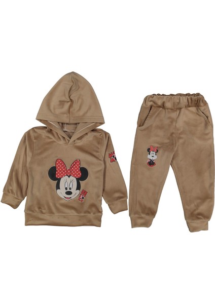 Kız 2/5 Yaş Minie Kapşonlu Kadife Takım