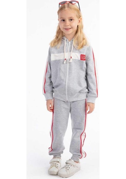 Kız 3/6 Yaş Fermuarlı Renli Biyeli Eşofman Takım