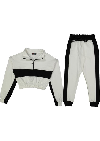 Kız 8/16 Yaş Yarım Fermuarlı Garnili Takım