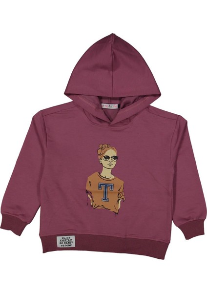 Kız 10/13 Yaş Gözlüklü Kız Baskılı Kapşonlu S