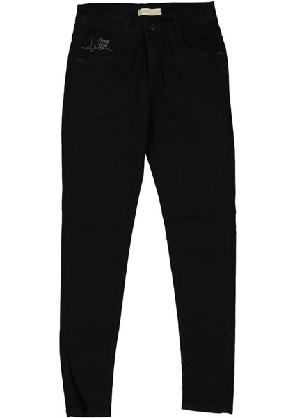 Kız 12/16 Yaş Taşlı Kalp Nakışlı Kot Pantolon