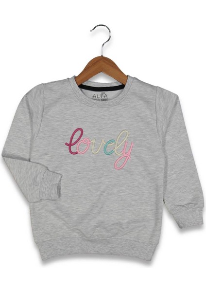 Kız 9/12 Yaş Lovely Nakışlı Sweat