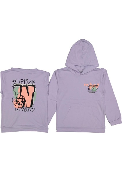 Kız 9/12 Yaş Flower Parth Baskılı Kapşonlu Sweat
