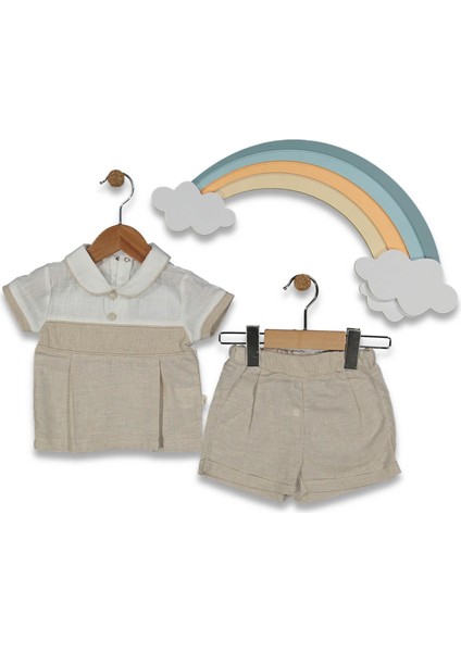 Kız 6/24 Ay Keten Erkek 2'li Şortlu Takım