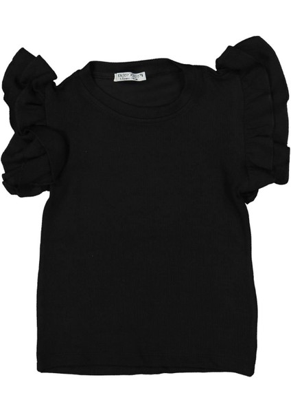 Kız 5/8 Yaş Kol Çift Fırfırlı Kısa Kol Badi