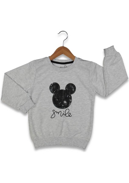 Kız 5/8 Yaş Pullu Miki Baskılı Sweat