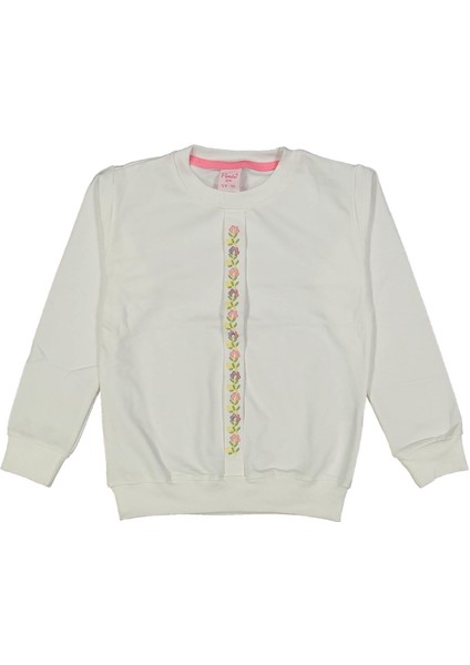 Kız 5/8 Yaş Ön Pile Kaneviçe Nakışlı Sweat