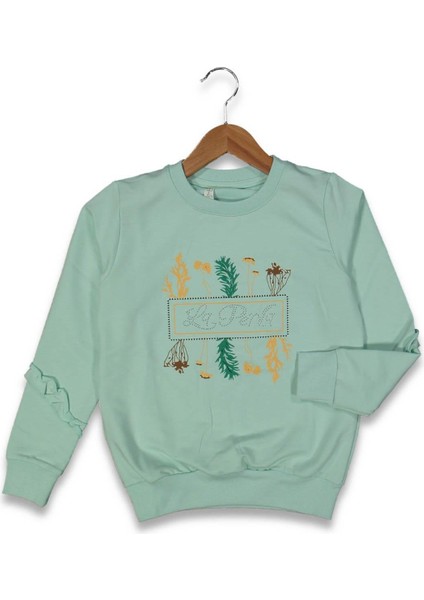Kız 5/8 Yaş Taş Baskılı Sıfır Yaka Sweat