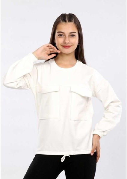 Kız 5/8 Yaş Bağcıklı Cepli 2 Ip Şardonlu Sweat
