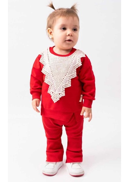 Kız 9/24 Ay Gövde Dantelli Ikili Takım