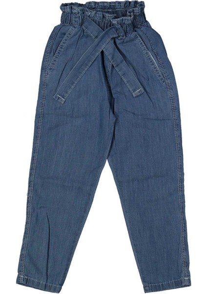Kız 3/7 Yaş Beli Lastikli Kot Pantolon