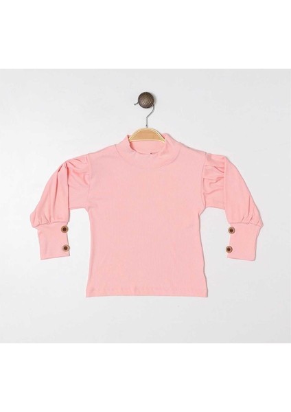 Kız 9/12 Yaş Kol Pileli Düğmeli Fitilli Badi