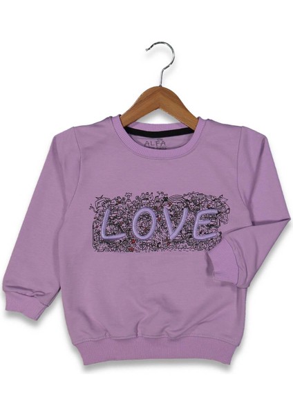 Kız 5/8 Yaş Love Nakışlı Sweat