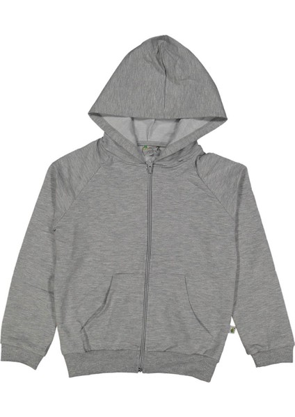 Unısex 7/10 Yaş Basıc Kapşonlu Fermuarlı Sweat Hırka